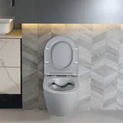 MISKA WC WISZĄCA RIMLESS MIZU-MTGR-RIM-03 SZARY MAT DESKA WOLNOOPADAJĄCA DUROPLAST MIZU-MTGR-RIM-03