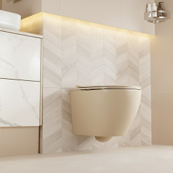 MISKA WC WISZĄCA RIMLESS MIZU-CAP-RIM-03 CAPPUCCINO DESKA WOLNOOPADAJĄCA DUROPLAST MIZU-CAP-RIM-03