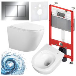 ZESTAW PODTYNKOWY WC STELAŻ TECE MISKA FLOW-WH-TR-03 PRZYCISK TC-9240401 CHROM