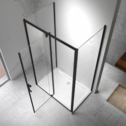 KABINA PRYSZNICOWA PROSTOKĄTNA 3-ŚCIENNA ZES-KZ23D-BL-100X90 CZARNA 100x90 CM