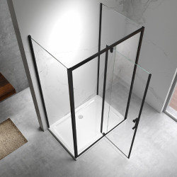 KABINA PRYSZNICOWA PROSTOKĄTNA 3-ŚCIENNA ZES-KZ23E-BL-110X90 CZARNA 110x90 CM