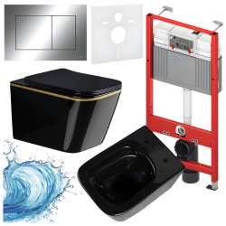 ZESTAW PODTYNKOWY WC STELAŻ TECE MISKA RAIN-BL-GL-RIM-03 PRZYCISK TC-9240401 CHROM