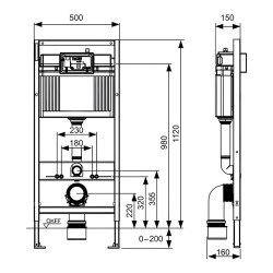 ZESTAW PODTYNKOWY WC STELAŻ TECE MISKA RAIN-WH-GL-RIM-03 PRZYCISK TC-9240401 CHROM