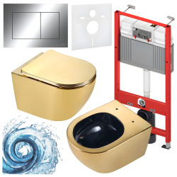 ZESTAW PODTYNKOWY WC STELAŻ TECE MISKA MIZU-GL-BL-TR-03 PRZYCISK TC-9240401 CHROM