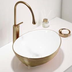 UMYWALKA NABLATOWA CERAMICZNA OWALNA LUMO-GL-BR-405 ZŁOTA LUMO-GL-BR-405