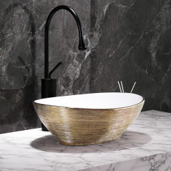 UMYWALKA NABLATOWA CERAMICZNA OWALNA LUMO-GL-BR-405 ZŁOTA LUMO-GL-BR-405