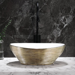 UMYWALKA NABLATOWA CERAMICZNA OWALNA LUMO-GL-BR-405 ZŁOTA LUMO-GL-BR-405