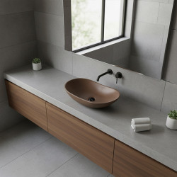 UMYWALKA NABLATOWA CERAMICZNA OWALNA LAVI-BR-625 BRĄZOWA LAVI-BR-625
