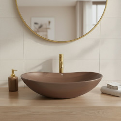 UMYWALKA NABLATOWA CERAMICZNA OWALNA LAVI-BR-625 BRĄZOWA LAVI-BR-625