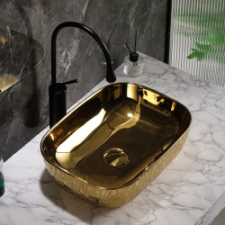 UMYWALKA NABLATOWA CERAMICZNA PROSTOKĄTNA MILO-GL-MOD7-455 ZŁOTA MILO-GL-MOD7-455