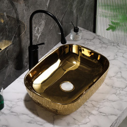 UMYWALKA NABLATOWA CERAMICZNA PROSTOKĄTNA MILO-GL-MOD7-455 ZŁOTA MILO-GL-MOD7-455
