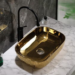 UMYWALKA NABLATOWA CERAMICZNA PROSTOKĄTNA MILO-GL-MOD7-455 ZŁOTA MILO-GL-MOD7-455