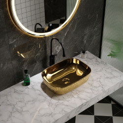 UMYWALKA NABLATOWA CERAMICZNA PROSTOKĄTNA MILO-GL-MOD7-455 ZŁOTA MILO-GL-MOD7-455
