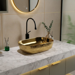 UMYWALKA NABLATOWA CERAMICZNA PROSTOKĄTNA MILO-GL-MOD7-455 ZŁOTA MILO-GL-MOD7-455