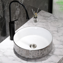 UMYWALKA NABLATOWA CERAMICZNA OKRĄGŁA LAVA-WH-SV-MOD3-360 SREBRNA LAVA-WH-SV-MOD3-360
