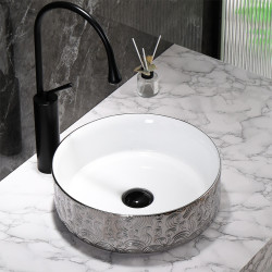 UMYWALKA NABLATOWA CERAMICZNA OKRĄGŁA LAVA-WH-SV-MOD3-360 SREBRNA LAVA-WH-SV-MOD3-360