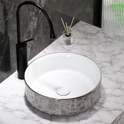UMYWALKA NABLATOWA CERAMICZNA OKRĄGŁA LAVA-WH-SV-MOD3-360 SREBRNA LAVA-WH-SV-MOD3-360