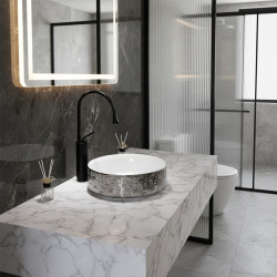 UMYWALKA NABLATOWA CERAMICZNA OKRĄGŁA LAVA-WH-SV-MOD3-360 SREBRNA LAVA-WH-SV-MOD3-360