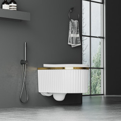 MISKA WC WISZĄCA RIMLESS LUMA-WH-GL-RIM-03 BIAŁA DESKA WOLNOOPADAJĄCA DUROPLAST LUMA-WH-GL-RIM-03