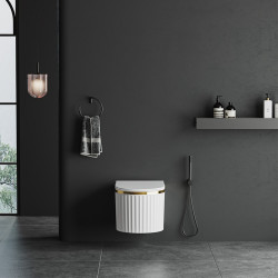 MISKA WC WISZĄCA RIMLESS LUMA-WH-GL-RIM-03 BIAŁA DESKA WOLNOOPADAJĄCA DUROPLAST LUMA-WH-GL-RIM-03