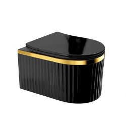 MISKA WC WISZĄCA RIMLESS LUMA-BL-GL-RIM-03 CZARNA DESKA WOLNOOPADAJĄCA DUROPLAST LUMA-BL-GL-RIM-03