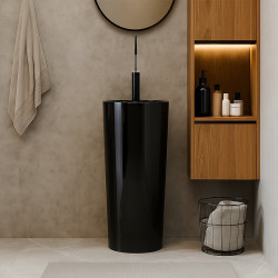 UMYWALKA WOLNOSTOJĄCA CERAMICZNA OGRĄGŁA LINO-BL-400 CZARNA LINO-BL-400