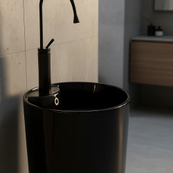 UMYWALKA WOLNOSTOJĄCA CERAMICZNA OGRĄGŁA LINO-BL-400 CZARNA LINO-BL-400