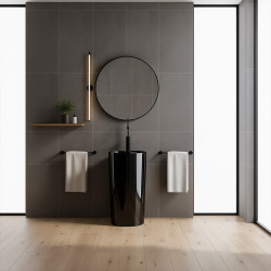 UMYWALKA WOLNOSTOJĄCA CERAMICZNA OGRĄGŁA LINO-BL-400 CZARNA LINO-BL-400
