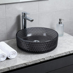 UMYWALKA NABLATOWA SZKLANA OKRĄGŁA BRILLANT1-BL-400 CZARNA BRILLANT1-BL-400