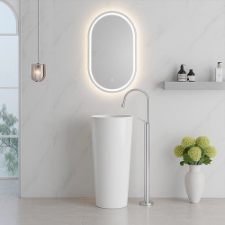UMYWALKA WOLNOSTOJĄCA CERAMICZNA OWALNA LINO-WH-WOF-400 BIAŁA LINO-WH-WOF-400