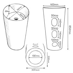 UMYWALKA WOLNOSTOJĄCA CERAMICZNA OWALNA LINO-WH-WOF-400 BIAŁA LINO-WH-WOF-400