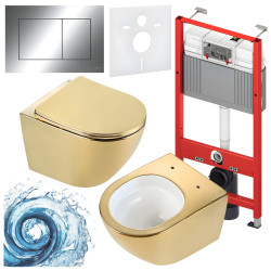 ZESTAW PODTYNKOWY WC STELAŻ TECE MISKA FLOW-GL-WH-TR-03 PRZYCISK TC-9240401 CHROM