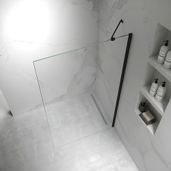 ŚCIANKA SZYBA PRYSZNICOWA ZES-KZ24-BL-80 WALK-IN SZYBA 80 CM 6 MM CZARNA