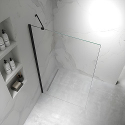 ŚCIANKA SZYBA PRYSZNICOWA ZES-KZ24-BL-90 SZYBA WALK-IN 90 CM 6 MM CZARNA