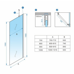 ŚCIANKA SZYBA PRYSZNICOWA ZES-KZ24-BL-90 SZYBA WALK-IN 90 CM 6 MM CZARNA
