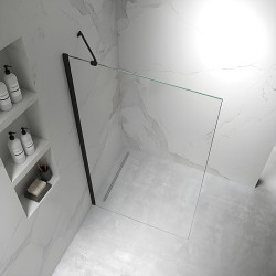 ŚCIANKA SZYBA PRYSZNICOWA ZES-KZ24-BL-90 SZYBA WALK-IN 90 CM 6 MM CZARNA