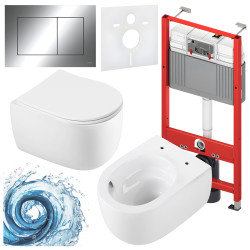 ZESTAW PODTYNKOWY WC STELAŻ TECE MISKA LAKE-WH-TR-03 PRZYCISK TC-9240401 CHROM