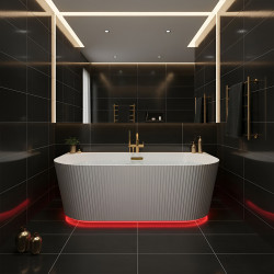 WANNA WOLNOSTOJĄCA PRZYŚCIENNA RYFLOWANA CARLO2 517D2 BIAŁA PRZELEW CHROM 170x75 CM CARLO2-517D2
