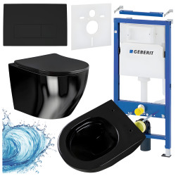 ZESTAW PODTYNKOWY WC STELAŻ GEBERIT DUOFIX MISKA MIZU-BL-RIM-03 PRZYCISK DELTA 50 CZARNY MAT