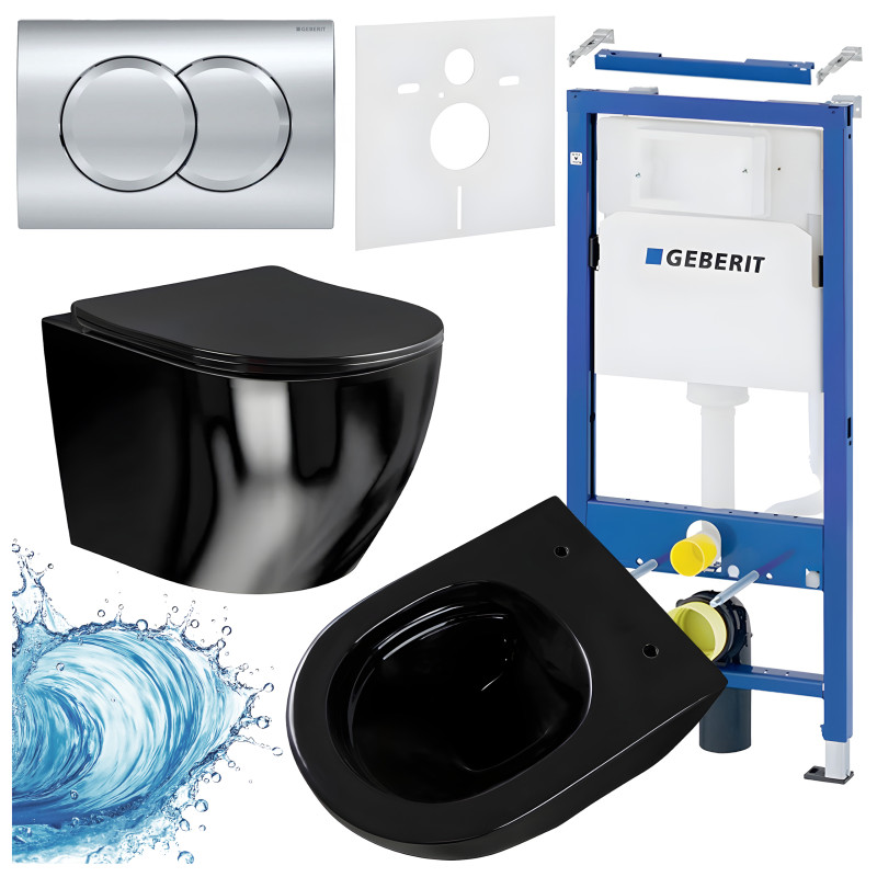 ZESTAW PODTYNKOWY WC STELAŻ GEBERIT DUOFIX MISKA MIZU-BL-RIM-03 PRZYCISK DELTA 01 CHROM