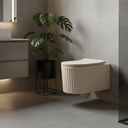 MISKA WC WISZĄCA RIMLESS LUMA-CAP-RIM-03 CAPPUCCINO RYFLOWANA DESKA WOLNOOPADAJĄCA DUROPLAST LUMA-CAP-RIM-03