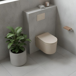 MISKA WC WISZĄCA RIMLESS LUMA-CAP-RIM-03 CAPPUCCINO RYFLOWANA DESKA WOLNOOPADAJĄCA DUROPLAST LUMA-CAP-RIM-03