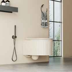 MISKA WC WISZĄCA RIMLESS LUMA-CAP-RIM-03 CAPPUCCINO RYFLOWANA DESKA WOLNOOPADAJĄCA DUROPLAST LUMA-CAP-RIM-03