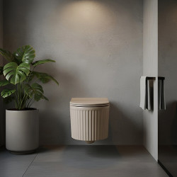 MISKA WC WISZĄCA RIMLESS LUMA-CAP-RIM-03 CAPPUCCINO RYFLOWANA DESKA WOLNOOPADAJĄCA DUROPLAST LUMA-CAP-RIM-03