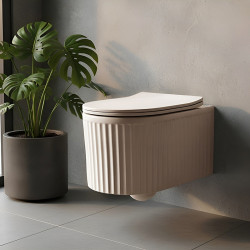 MISKA WC WISZĄCA RIMLESS LUMA-CAP-RIM-03 CAPPUCCINO RYFLOWANA DESKA WOLNOOPADAJĄCA DUROPLAST LUMA-CAP-RIM-03