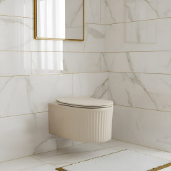 MISKA WC WISZĄCA RIMLESS LUMA-CAP-RIM-03 CAPPUCCINO RYFLOWANA DESKA WOLNOOPADAJĄCA DUROPLAST LUMA-CAP-RIM-03