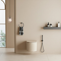 MISKA WC WISZĄCA RIMLESS LUMA-CAP-RIM-03 CAPPUCCINO RYFLOWANA DESKA WOLNOOPADAJĄCA DUROPLAST LUMA-CAP-RIM-03