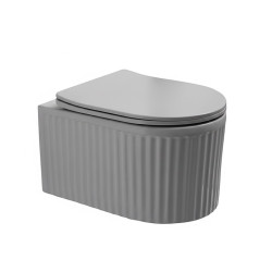 MISKA WC WISZĄCA RIMLESS LUMA-MTGR-RIM-03 SZARY MAT RYFLOWANA DESKA WOLNOOPADAJĄCA DUROPLAST LUMA-MTGR-RIM-03