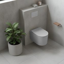MISKA WC WISZĄCA RIMLESS LUMA-MTGR-RIM-03 SZARY MAT RYFLOWANA DESKA WOLNOOPADAJĄCA DUROPLAST LUMA-MTGR-RIM-03