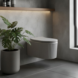 MISKA WC WISZĄCA RIMLESS LUMA-MTGR-RIM-03 SZARY MAT RYFLOWANA DESKA WOLNOOPADAJĄCA DUROPLAST LUMA-MTGR-RIM-03